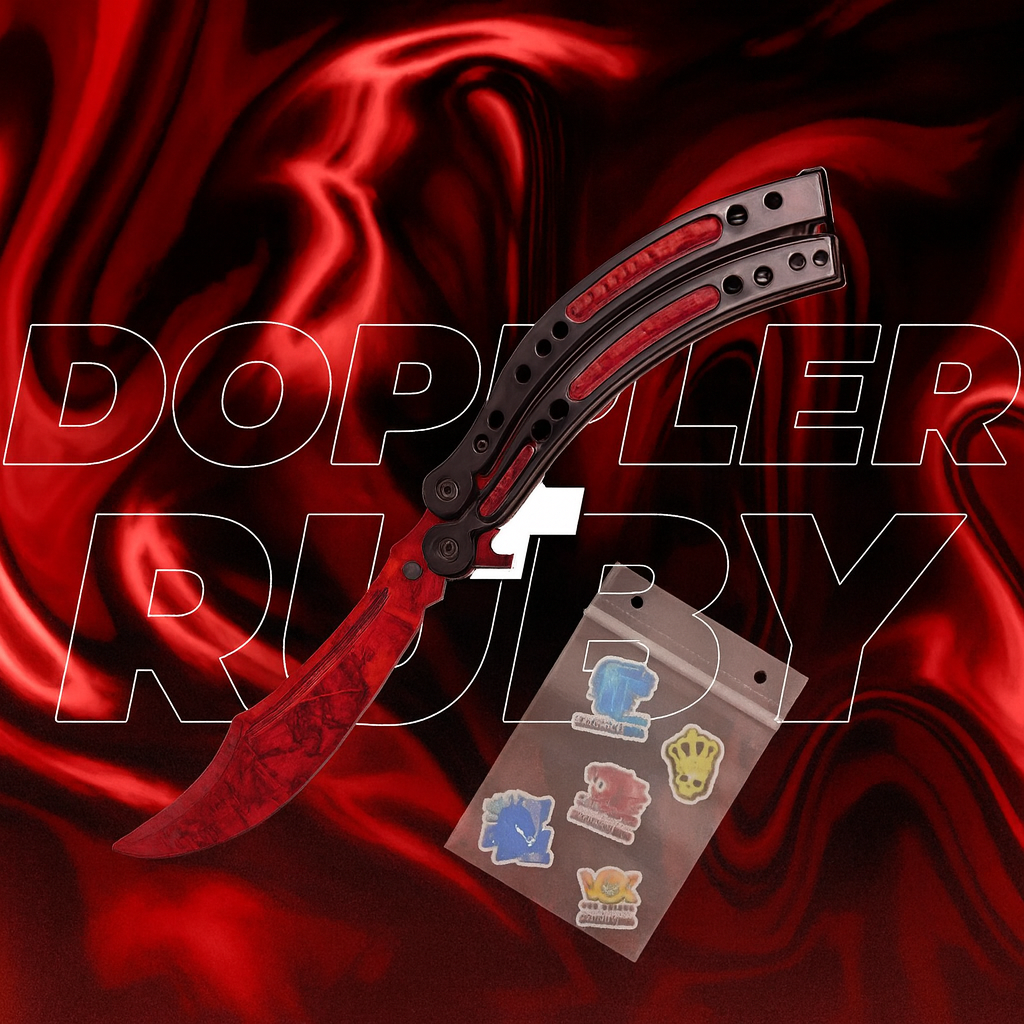 Nóż Motylkowy CS2 + 5x Naklejka CS2