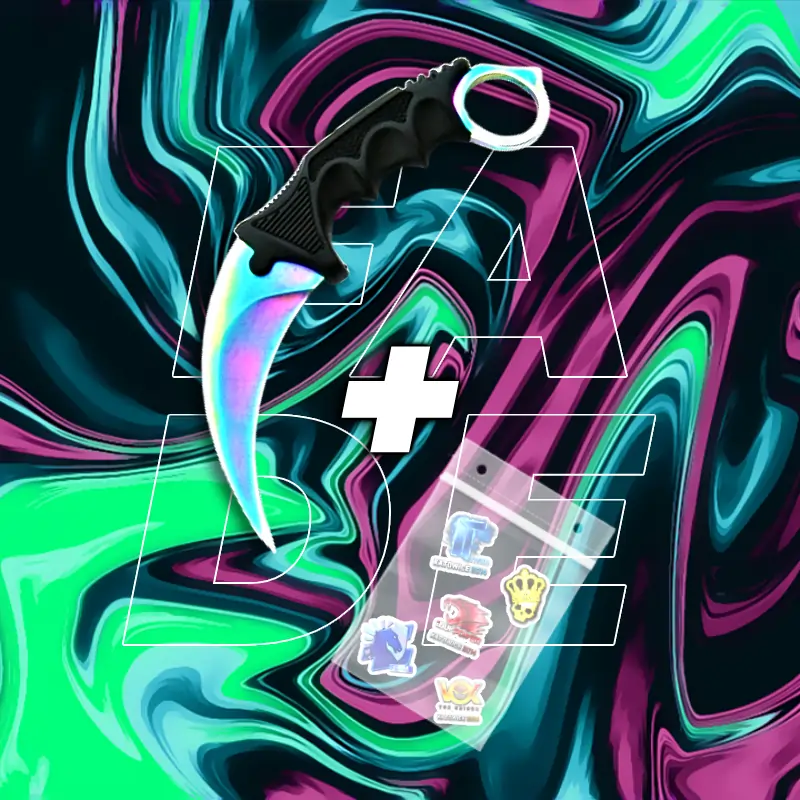 METALOWY Nóż Karambit CS2 IRL + 5x Naklejka CS2