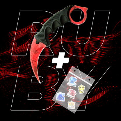 METALOWY Nóż Karambit CS2 IRL + 5x Naklejka CS2