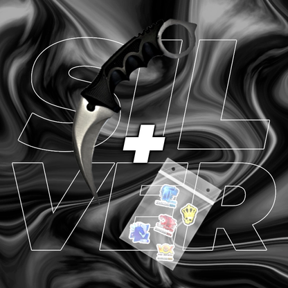 METALOWY Nóż Karambit CS2 IRL + 5x Naklejka CS2