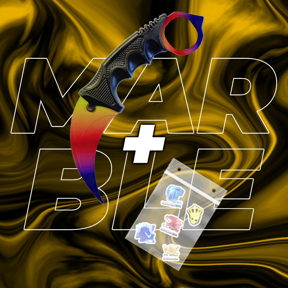 METALOWY Nóż Karambit CS2 IRL + 5x Naklejka CS2