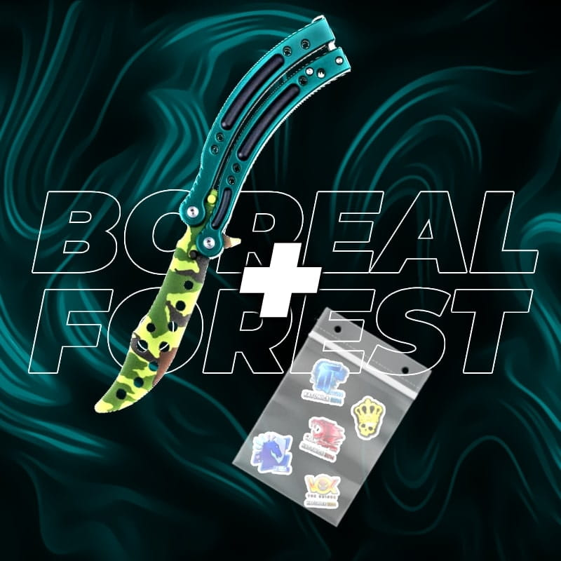 METALOWY Nóż Motylkowy CS2 IRL + 5x Naklejka CS2