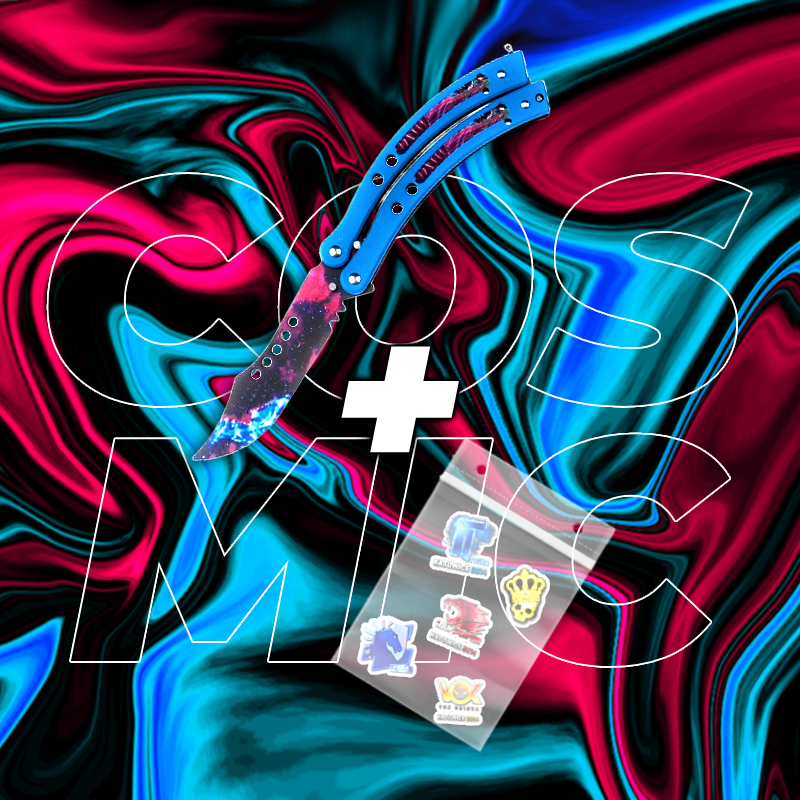 METALOWY Nóż Motylkowy CS2 IRL + 5x Naklejka CS2