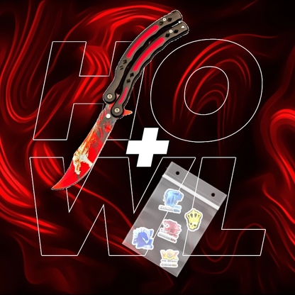 METALOWY Nóż Motylkowy CS2 IRL + 5x Naklejka CS2