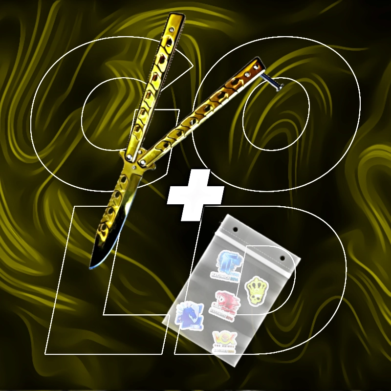 METALOWY Nóż Motylkowy CS2 IRL + 5x Naklejka CS2