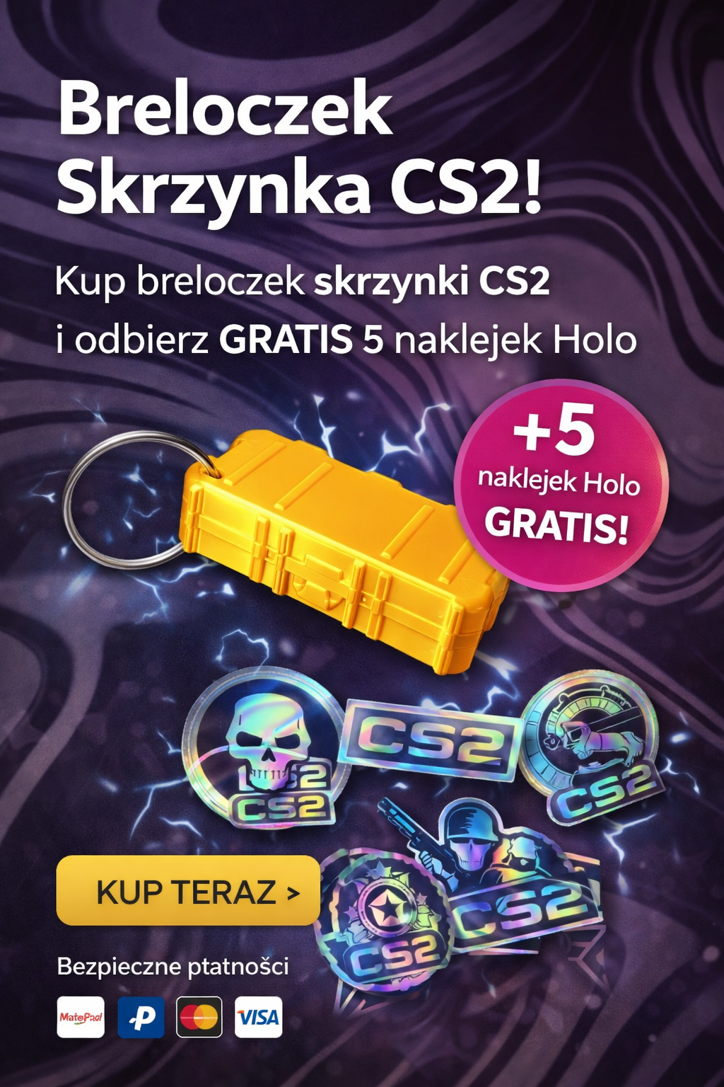 Case Breloczek + 5x naklejka holo z cs2